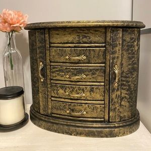 Gold & Black Jewelry Box Sponge / Snake Skin Print Upcycled Painted Jewelry Box